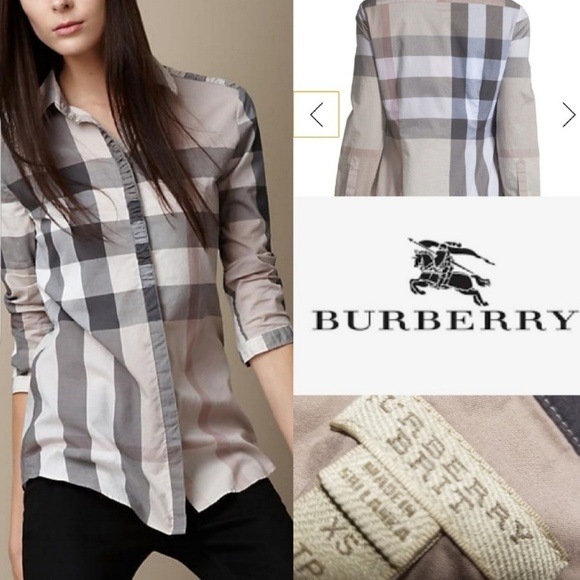 Burberry Tops - BURBERRY BRIT PALW STONE NOVA CHECK BUTTON DOWN XS